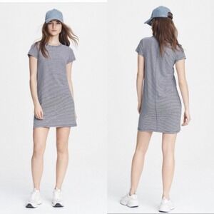 NWT Rag & Bone The Classic Tee Mini Dress Womens L Gray Stripe Linen Comfort